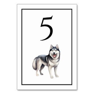 Husky-Hund-Aquarell-Tischnummer Tischnummer