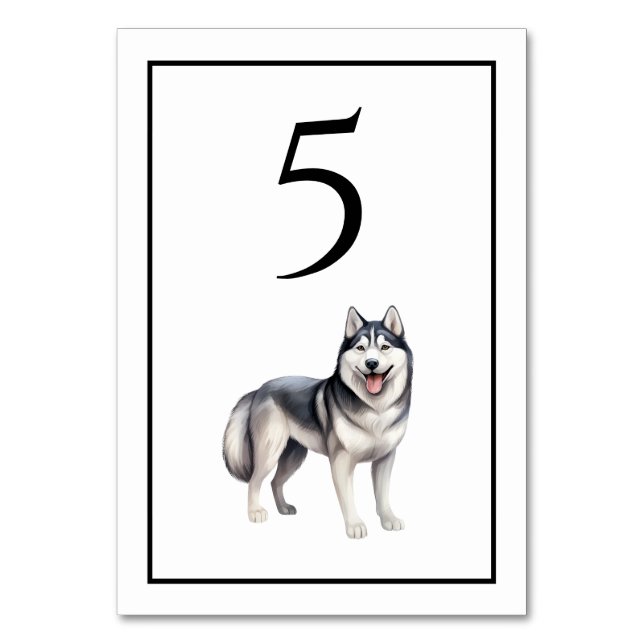 Husky-Hund-Aquarell-Tischnummer Tischnummer (Vorderseite)