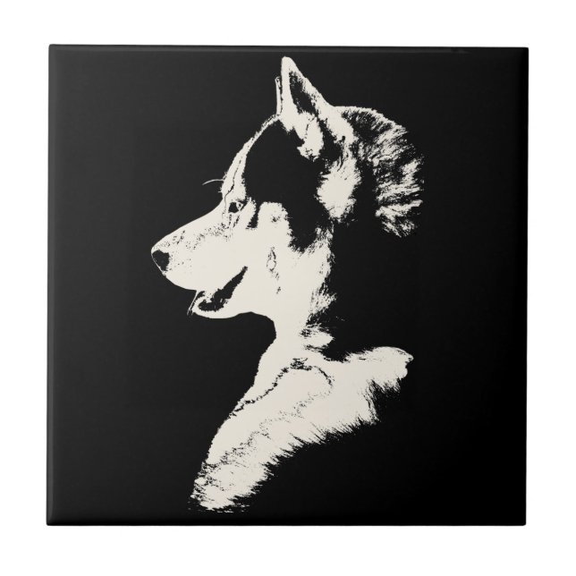Husky Hund Art Keramik Schlitten Dekoration & Gesc Fliese (Vorderseite)