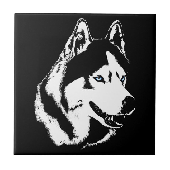 Husky Hund Art Keramik Schlitten Hunde Dekoration  Fliese (Vorderseite)