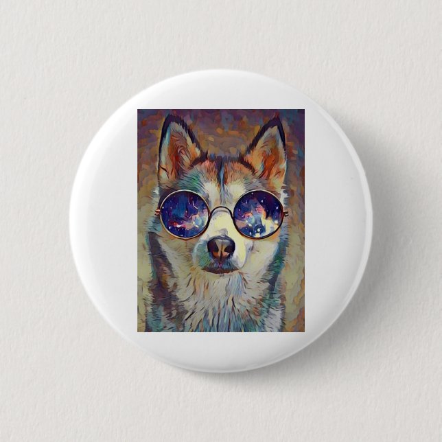 Husky Hund! Button (Vorderseite)