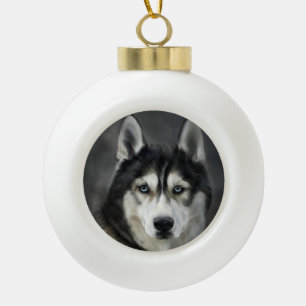 Husky Hund Großer Hund Tier Haustier Keramik Kugel-Ornament