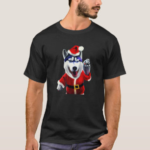 Husky-Hund im Weihnachtskostüm Santa Haustier Urla T-Shirt