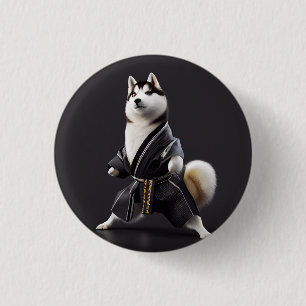 Husky Hund kennt Karate, Husky Hund Karate Spieler Button