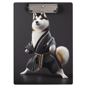 Husky Hund kennt Karate, Husky Hund Karate Spieler Klemmbrett