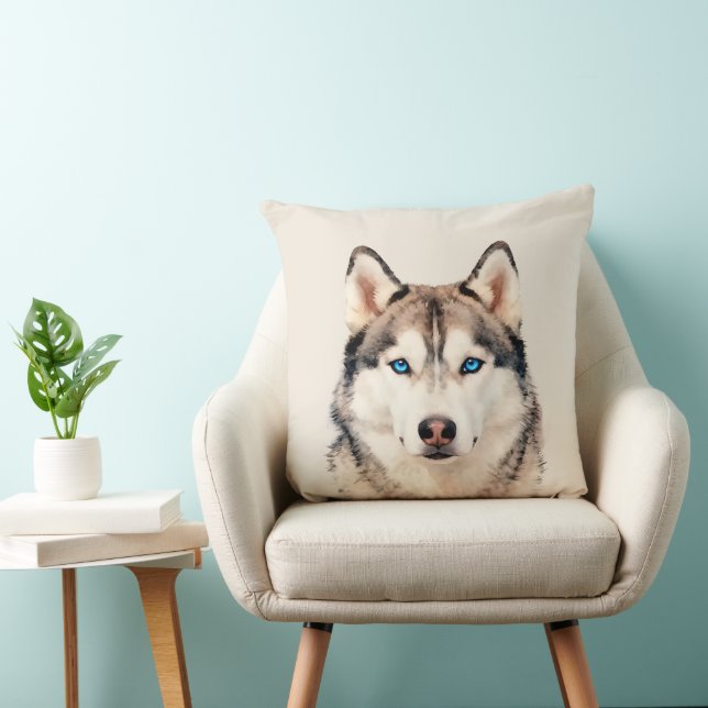 Husky-Hund-Kunst-Design Groß Kissen (Stuhl )