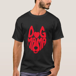 Husky-Hund-Mama-Mom-Welpe-Herz-Typografie-Design H T-Shirt