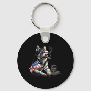 Husky Hund Papa Patriotische Amerikanische Flagge Schlüsselanhänger