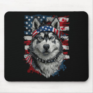 Husky Hund Patriotisch 4. Juli USA Amerikanische F Mousepad