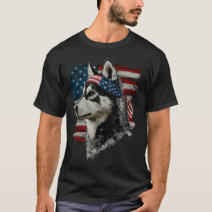 Husky Hund Patriotisch 4. Juli USA Amerikanische F T-Shirt