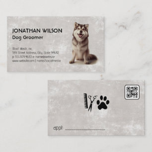 Husky-Hund sitzend   Tierpflege Visitenkarte