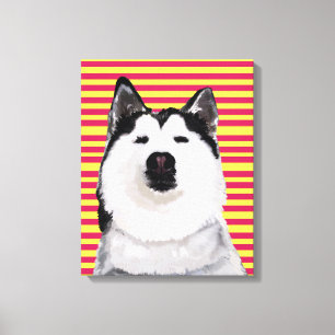 Husky Hund Stripes Single Kunst, Dichtung und Musi Leinwanddruck