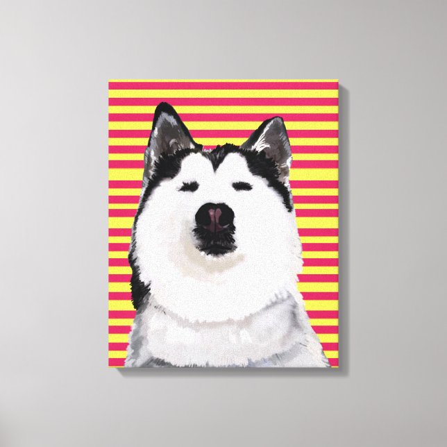 Husky Hund Stripes Single Kunst, Dichtung und Musi Leinwanddruck (Vorderseite)