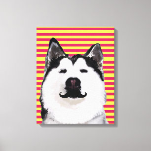 Husky Hund Stripes Single Kunst, Dichtung und Musi Leinwanddruck