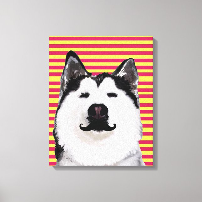 Husky Hund Stripes Single Kunst, Dichtung und Musi Leinwanddruck (Vorderseite)