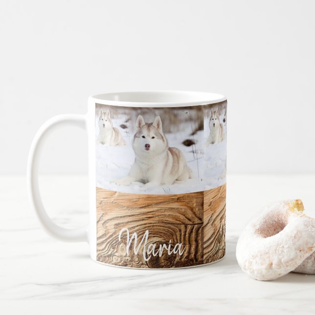 Husky-Hund-Tasse Kaffeetasse (Mit Donut)