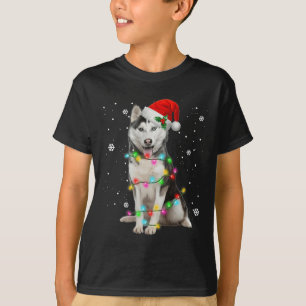 Husky Hund Weihnachtsmannmütze Weihnachtsbaum Weih T-Shirt