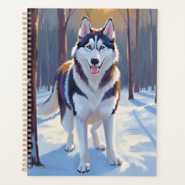 Husky | Hund Winter Wasserfarbe Haustiermalerei Planer