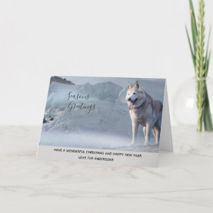 Husky Hund Winterschnee Xmas Foto Personalisiert Feiertagskarte