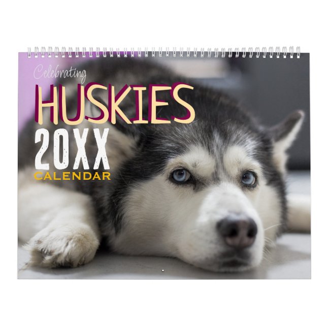 Husky-Hunde-Wandkalender feiern Kalender (Titelbild)