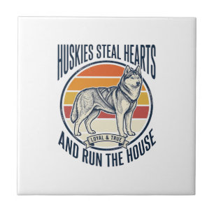 Husky-Hundefan-Vintage-Gravur Lustiger Haustierbes Fliese
