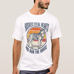Husky-Hundefan-Vintage-Gravur-Lustiger Haustierbes T-Shirt