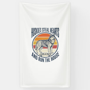 Husky-Hundefreund Vintage-Gravur Lustiger Haustier Banner