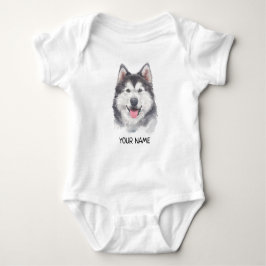 Husky-Hundehaustier-Aquarell Baby Strampler