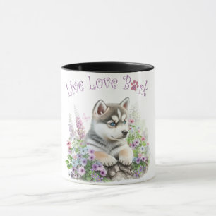 Husky-Hundemama-Blumenmuster Tasse