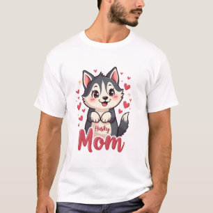 Husky-Hundemama Süßes Kawaii-Design T-Shirt