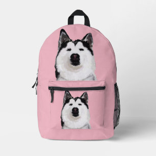 Husky-Hundeporträt-Rundgummi Bedruckter Rucksack