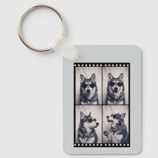 Husky-Hundeporträt Schlüsselanhänger (Vorderseite)