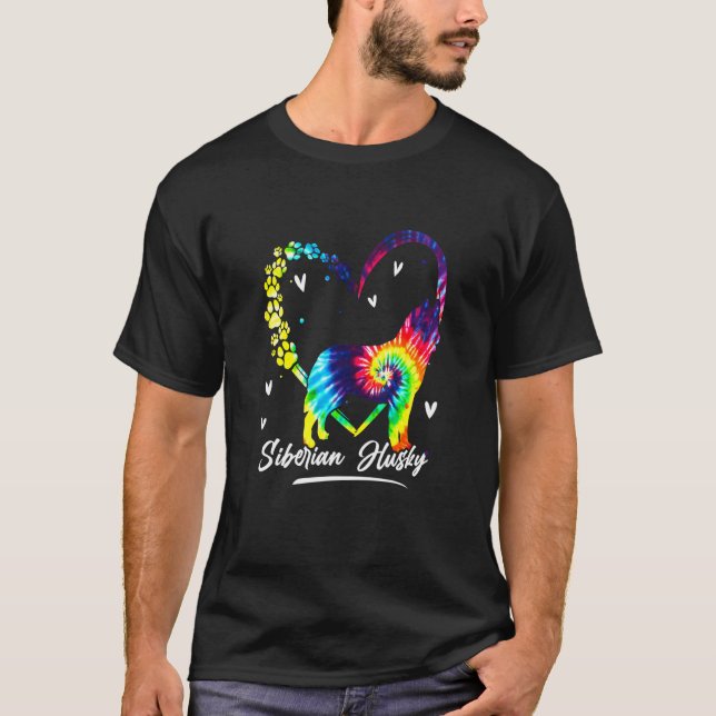 Husky Husky Gefärbte Krawatte Rainbow Dog T-Shirt (Vorderseite)