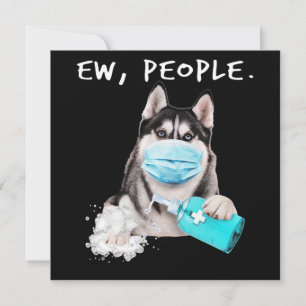 Husky-Husky-Hunde tragen ein Gesichtsmasken-Gesche Einladung
