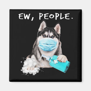 Husky-Husky-Hunde tragen ein Gesichtsmasken-Gesche Magnet