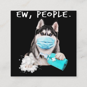 Husky-Husky-Hunde tragen ein Gesichtsmasken-Gesche Quadratische Visitenkarte