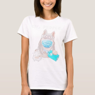 Husky-Husky-Hunde tragen ein Gesichtsmasken-Gesche T-Shirt