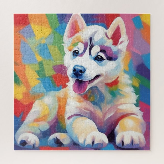 Husky im Land der Farben Puzzle (Vertikal)