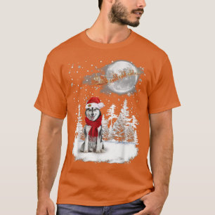 Husky im Schnee Weihnachtsmond beleuchtet Santa Hu T-Shirt