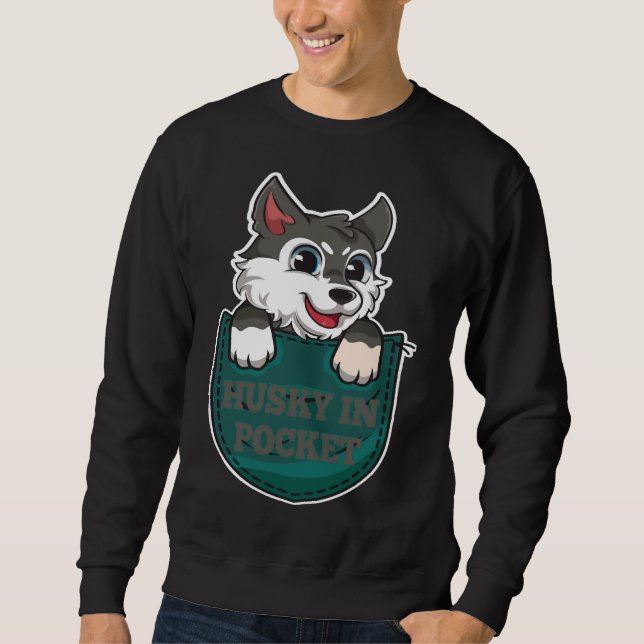 Husky in Pocket Sweatshirt (Vorderseite)