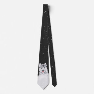 Husky in Snowflakes Neck Tie Krawatte