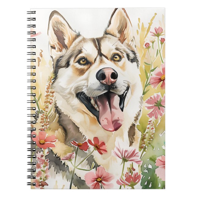 Husky Journal - Watercolor Dog Notebook Notizblock (Vorderseite)