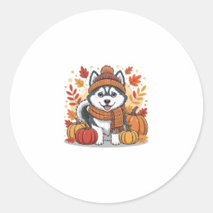 Husky-Kürbisse Thanksgiving Cozy Pet Lover Se Runder Aufkleber