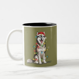 Husky-Liebhaber Weihnachten Sibirischer Weihnachts Zweifarbige Tasse