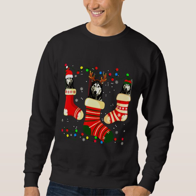 Husky Light Socks Xmas Sweatshirt (Vorderseite)