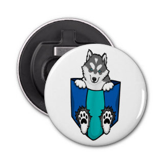 Husky Lover Button Flaschenöffner mit Magnet