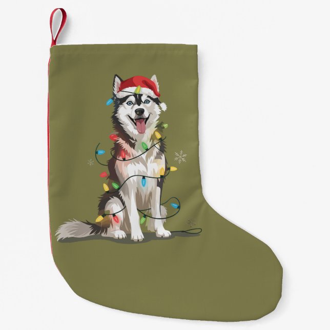 Husky Lover Christmas Sibirische Weihnachtshunde-M Kleiner Weihnachtsstrumpf (Vorderseite)
