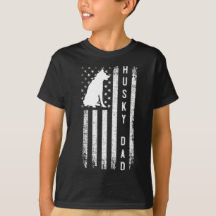Husky Lover Gift Siberian Husky Vater American Fla T-Shirt