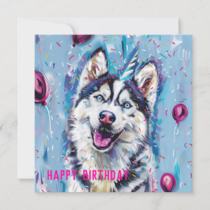 Husky / Malamute Geburtstagskarte Karte