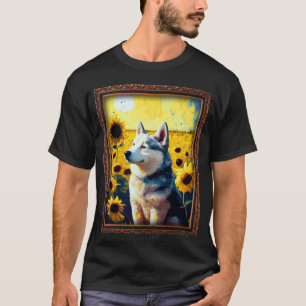 Husky-Malerei Sonnenblume-Blume-Mutter-Frauen-Blum T-Shirt
